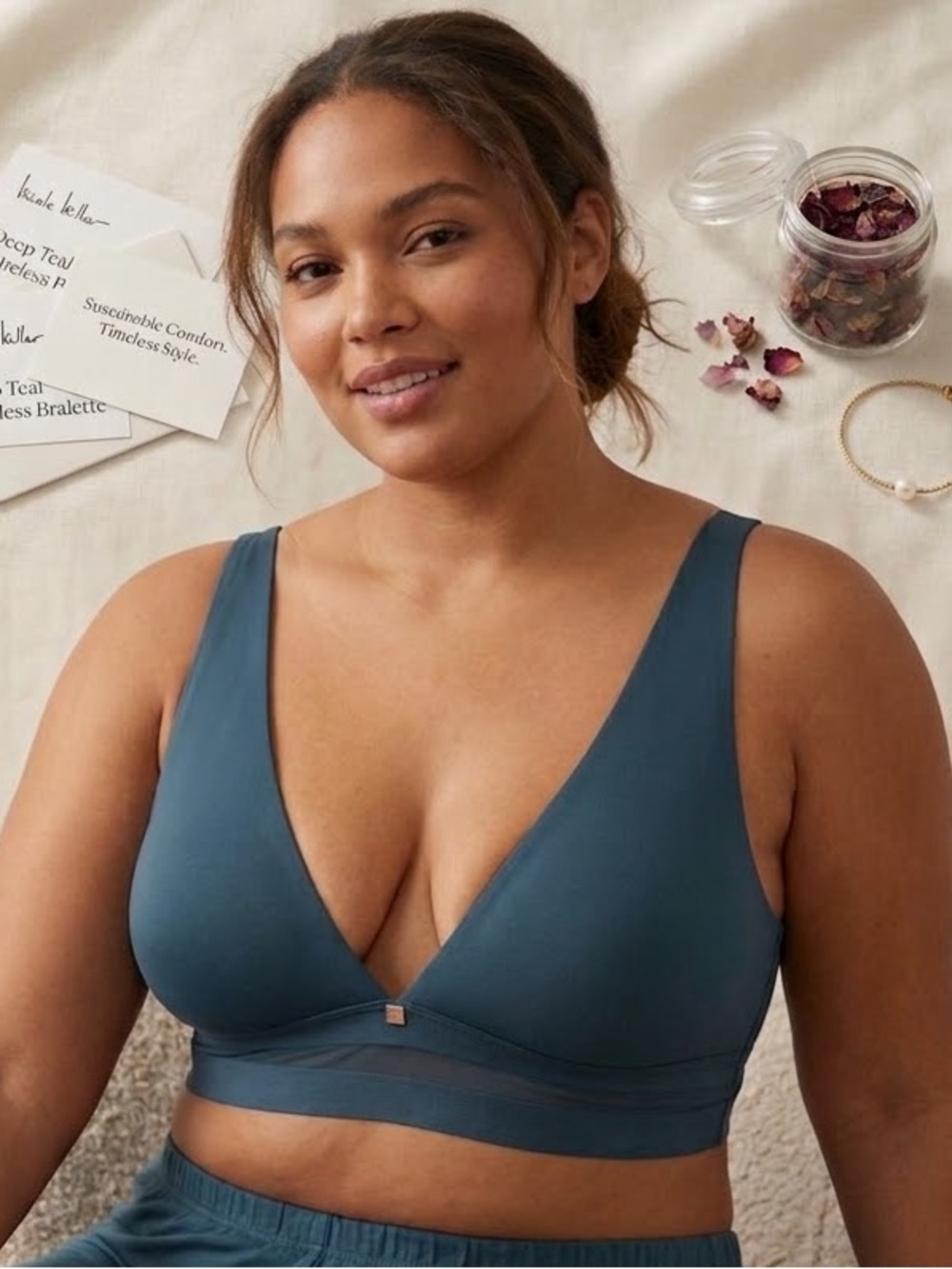 Nicole Miller Deep Teal Wireless Bralette Bra in XL